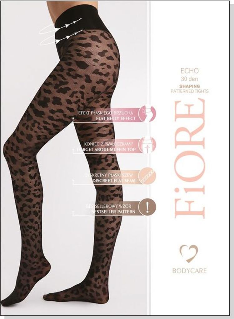 Bauchfreie Strumpfhose im Leopardenmuster 30 den 4 Black