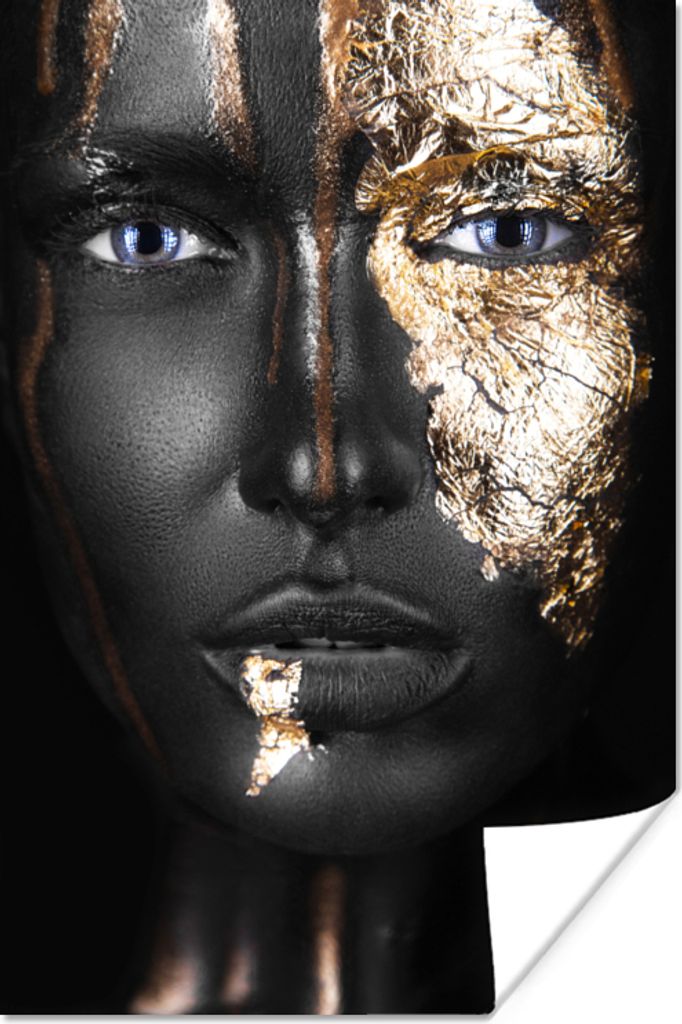 MuchoWow Poster Frau mit Blattgold Akzenten im Gesicht 60x90 cm - Wanddekoration