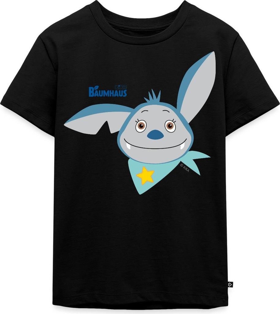 Spreadshirt KiKA-Baumhaus mit Fidi Gesicht Kinder Premium T-Shirt, 98/104 (2 Jahre), Schwarz
