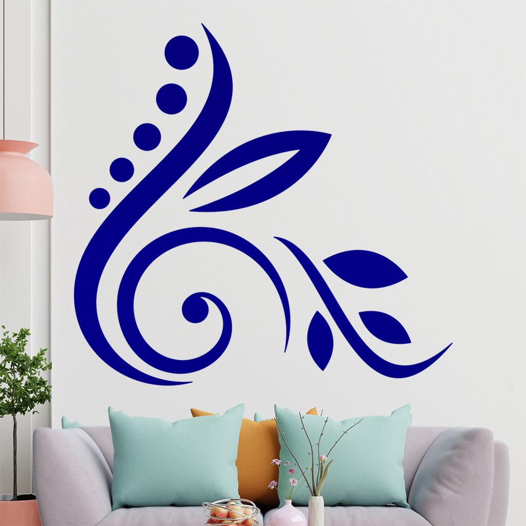 Blüte - Linien Punkte Wandtattoo in 6 Größen - Wandaufkleber Wall Sticker - Dekoration, Küche, Wohnzimmer, Schlafzimmer, Badezimmer