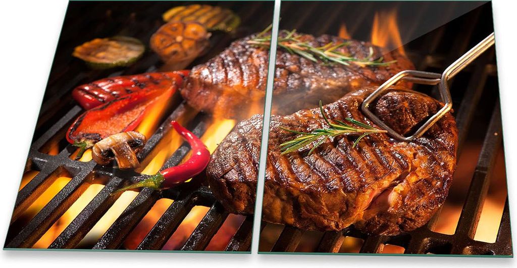 Herdabdeckplatte Glaskeramik 2-Teilig 2x40x52 Essen Dunkel Abdeckung Spritzschutz Glas