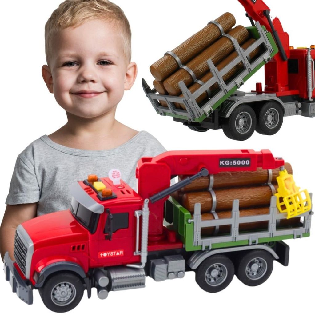 Woopie Truck mit fahrendem Holzkran, Soundlicht, 1:14