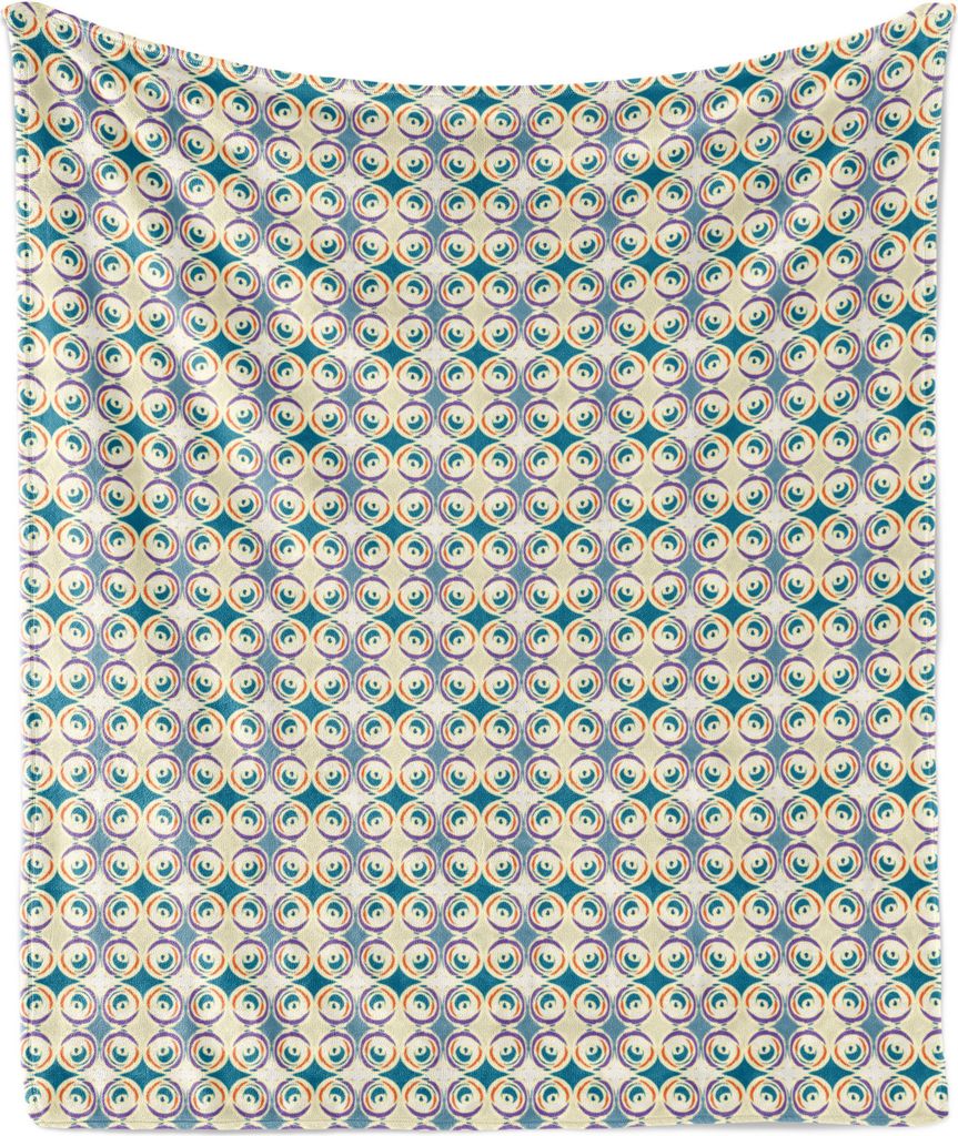 ABAKUHAUS Abstrakt Weich Flanell Fleece Decke, Geometrische Abbildung mit Repetitive Kreisformen aus Bunter Malerei, 175 x 230 cm, Mehrfarbig