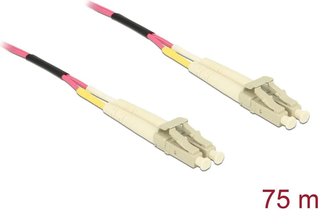 Câble réseau fibre OM4 75m LSZH LC Duplex pour transmission 100 Gbps
