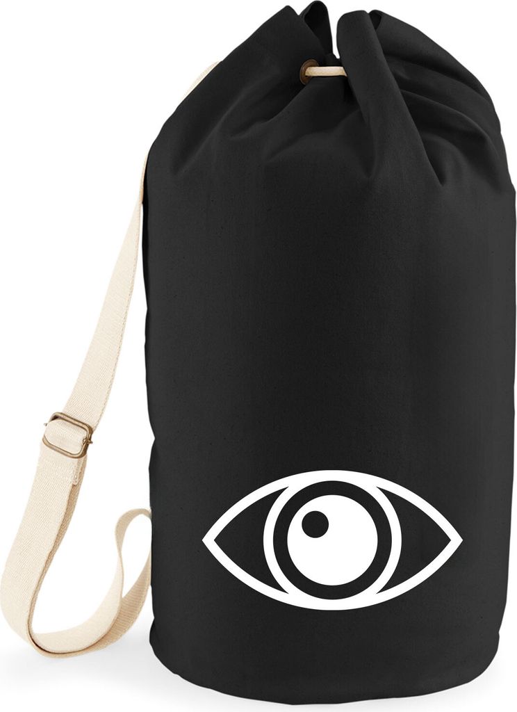 Huuraa Seesack Auge Eye 20 Liter Black Baumwolle Rucksack Geschenkidee