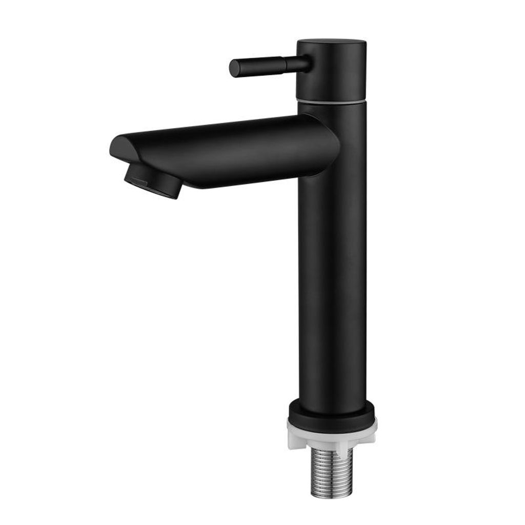 Schwarzer Waschbecken Wasserhahn 304 Edelstahl Einhandmischer – Modernes Design, Einfache Montage, Kaltwasser Armatur für Bad, Gäste-WC, Balkon...