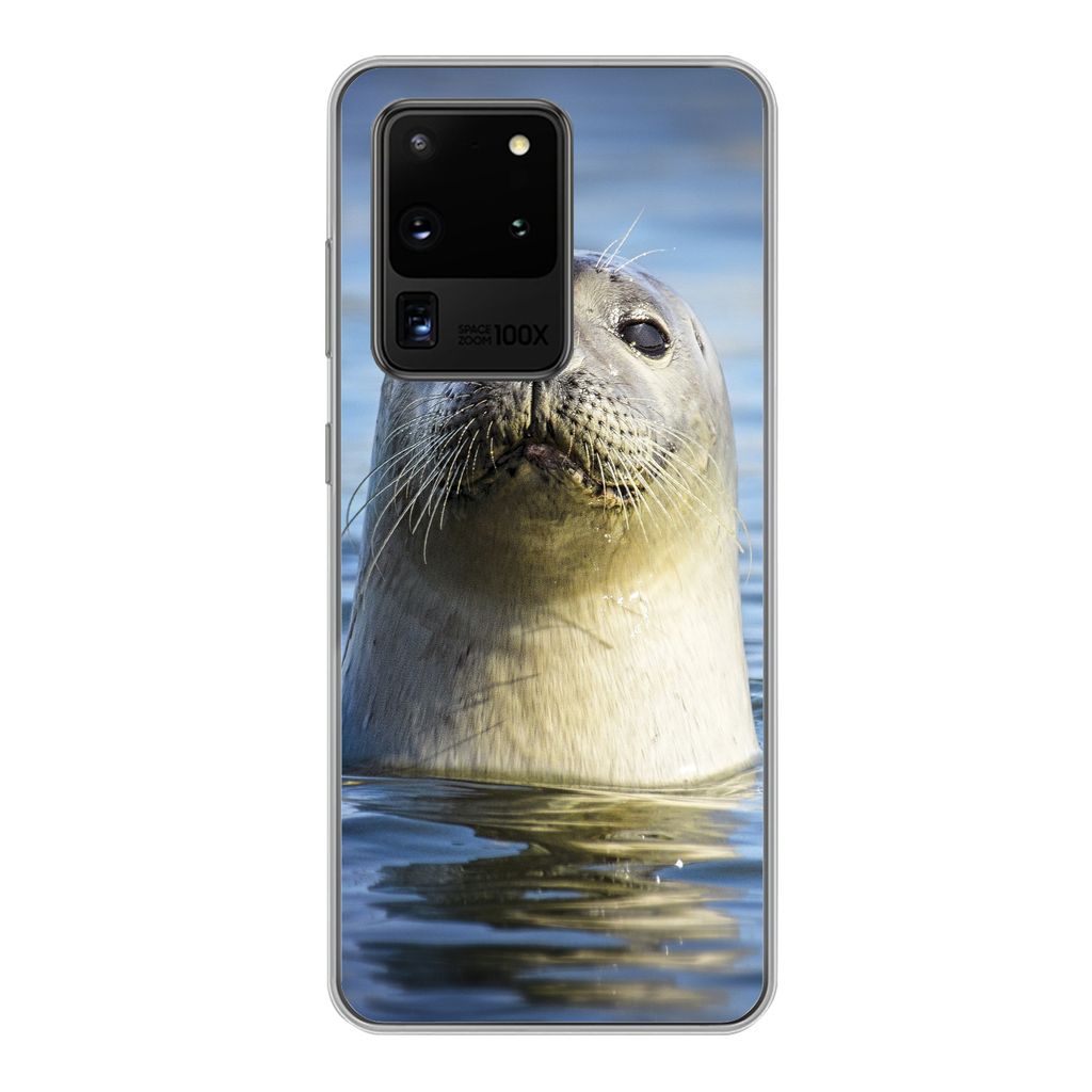 MuchoWow Handyhülle Schutzhülle Hülle für Samsung Galaxy S20 Ultra Siegel - Porträt - Wasser Silikon Softcase Handy Hülle - Karteninhaber