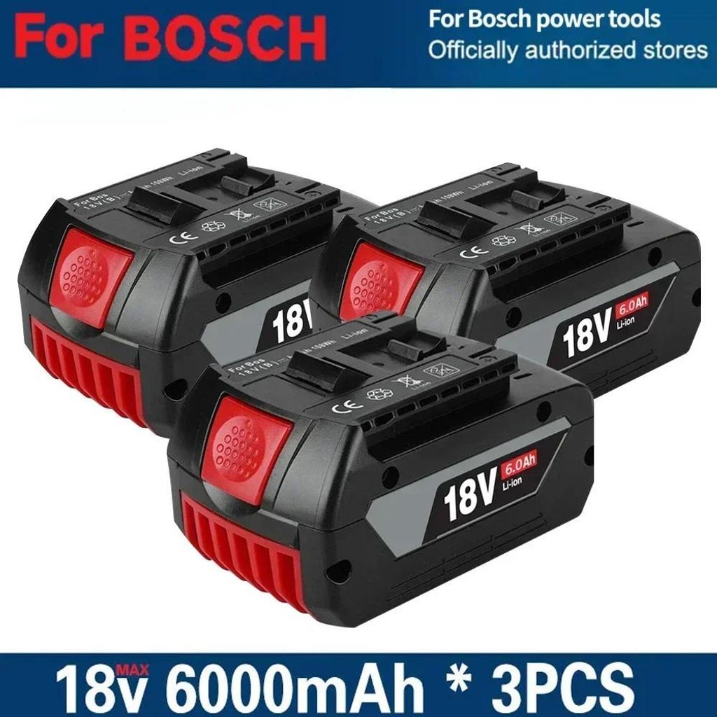 Akku für Elektrowerkzeuge - Li-Ion 18V 6,0Ah - 3er-Set - 6000 mAh - Nur Akkus, kein Ladegerät - Beige