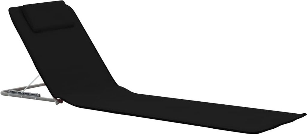 vidaXL Tapis de plage pliable 2 pièces acier et tissu noir Image du produit 