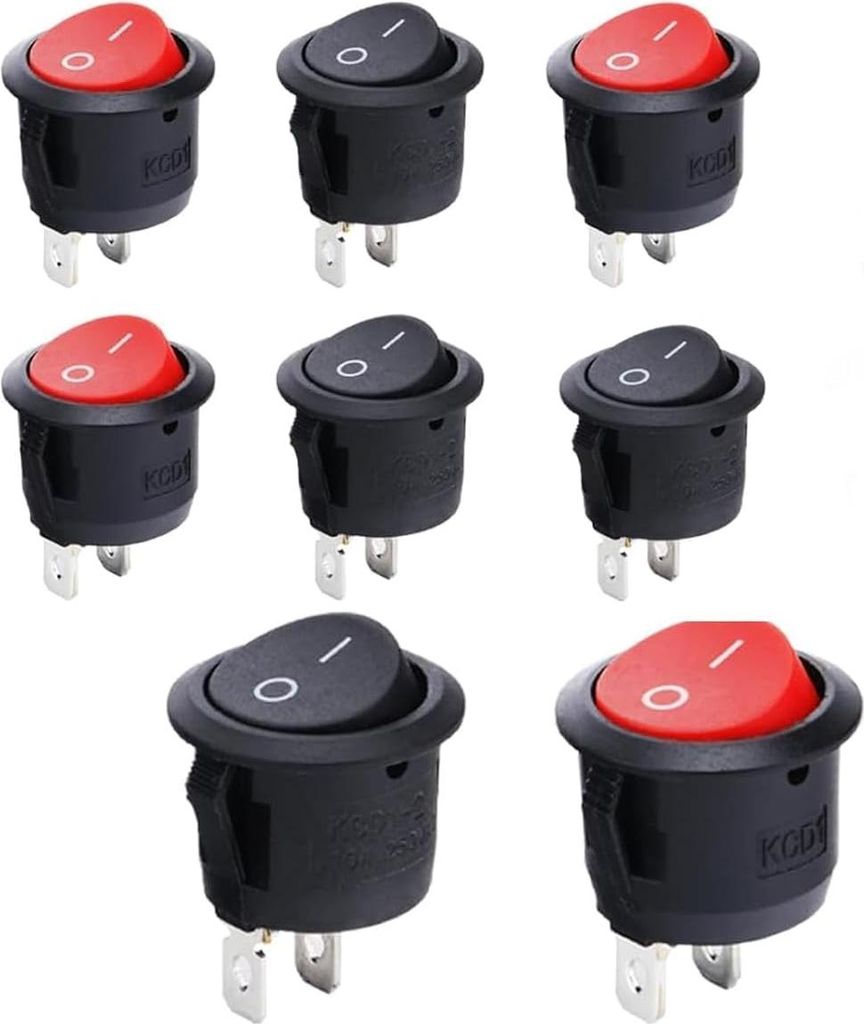 6 Stück schwarzer runder Kippschalter, ON/OFF, Mini-Kippschalter, AC 6 A/250 V, 10 A/125 V, SPST, 2-polig, Autoschalter für Auto, Boot, Haushalt
