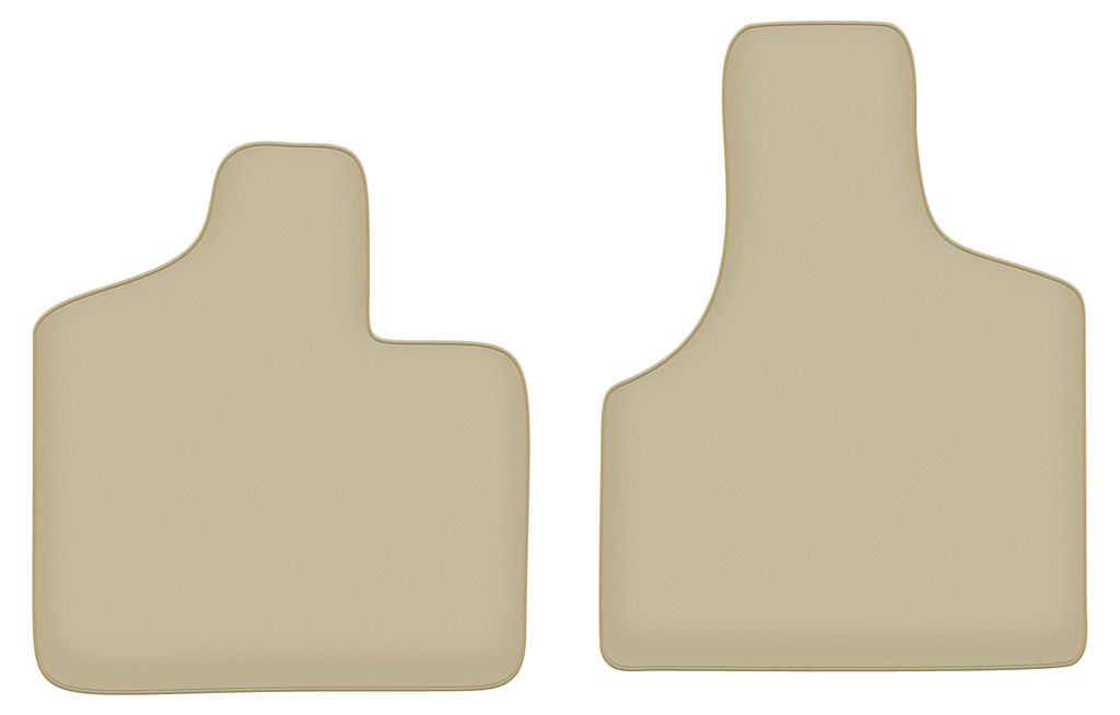 Velours-Fußmatten Vorne PREMIUM beige passend für Chrysler Grand Voyager III (2001-2007, 7 Personen) – mit Befestigungen – passgenau