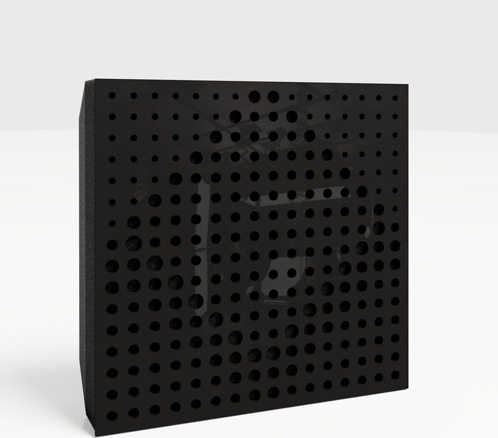 8er-Pack – Kleine Akustikplatte WILDS-Mini |Dekorative schallabsorbierende Wandpaneel|Geräuschreduzierung|25x25cm|Schwarz glänzender Kunststoff