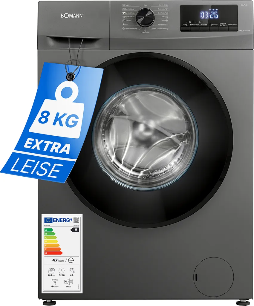 Lave-linge Bomann WA 7185 Hublot 8 kg 1400 tr/min Classe A Blanc
