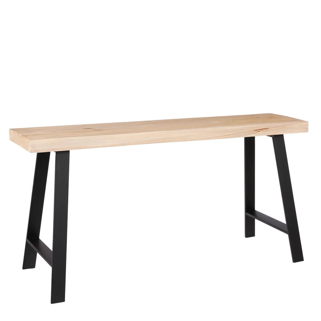 Petit banc compact en bois de sapin Plano 92cm pour entrée étroite - Brun