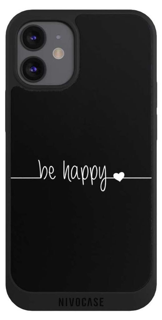 NIVOCASE Handyhülle für Apple iPhone 12 mini Hülle NIVOpure Case Schwarz Glück Sprüche Statement