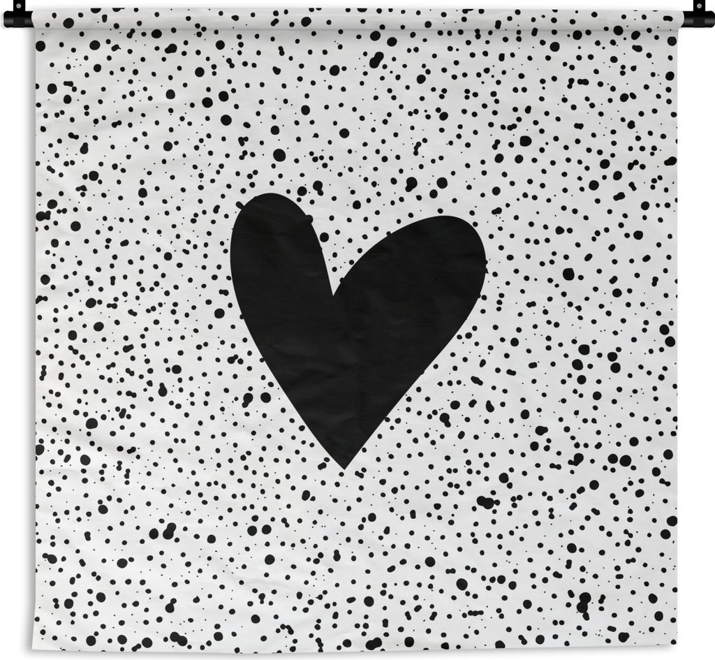 MuchoWow Wandteppich Wandbehang Herz - Design - Weiß 120x120 cm Tapisserie Dekoration Wandtuch - Modern - Baumwollgewebe