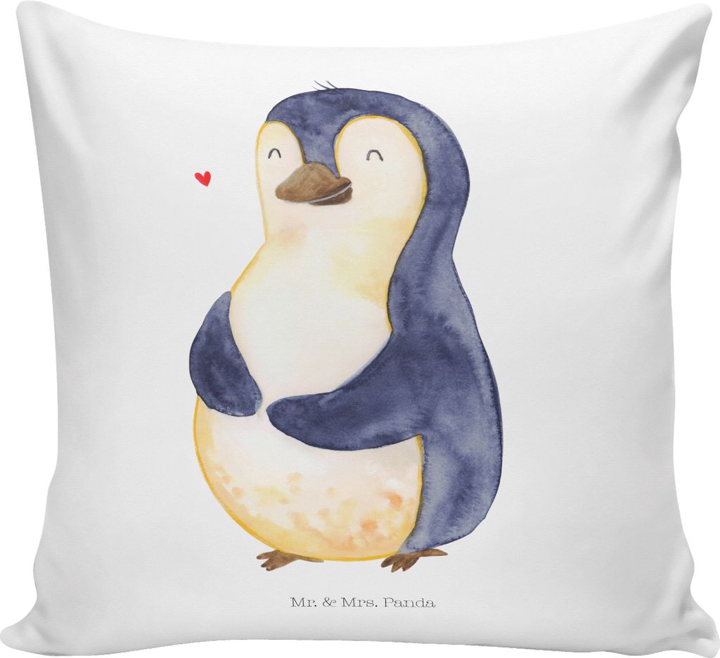 Mr. & Mrs. Panda kissen bedruckt Pinguin Diät - Weiß - Geschenk, Bierbauch, Kopfkissen 40x40, Polster, Sofakissen, Abnehmen, Dekokissen, Gewicht,...
