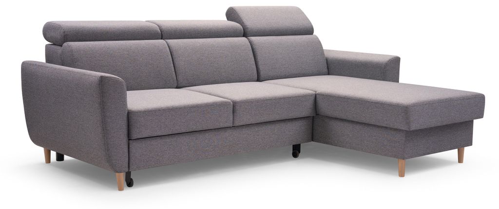 Masseno Ecksofa SAPORE mit Schlaffunktion L-Form, Sofa mit Bettkasten, Wohnzimmersofa, Couch, Soffa, Bettsofa, Couchgarnitur- Grau, DENVER 18