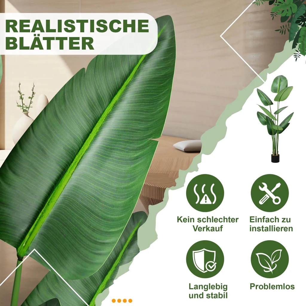 Sessamen-LP pianta artificiale pianta artificiale ficus albero 120 cm piante artificiali come reale con tronco in legno naturale albero artificiale artificiale per soggiorno camera da letto ufficio decorazione (tipo G) - 4