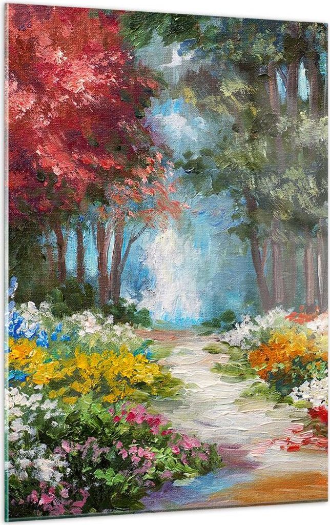 Bilder auf glas - Einteilig - Impressionismus Natur Wald - 50x70cm - Glasbilder - Wandbilder - Bilder - zum Aufhängen bereit - Wanddekoration aus ...
