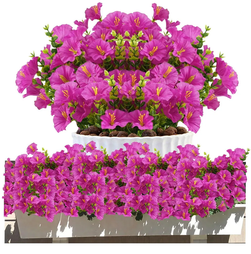 Lot de 8 fleurs artificielles réalistes et résistantes pour extérieur