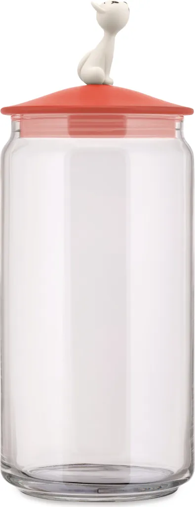 Bocal de cuisine design Alessi Mio Jar en verre avec couvercle chat rouge