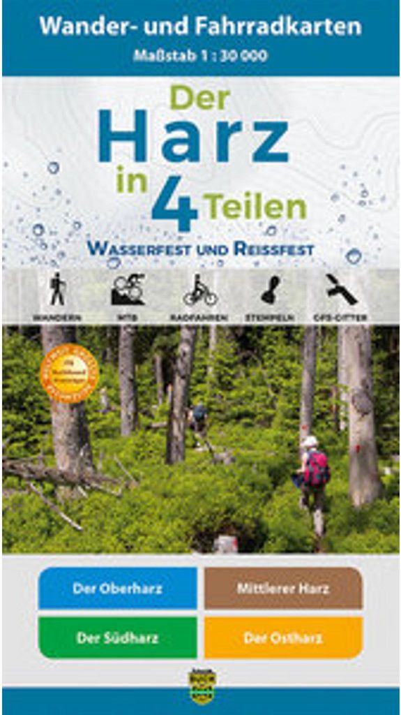 Der Harz in 4 Teilen. Wander- und Fahrradkartenset 1 : 30 Immagine del prodotto 