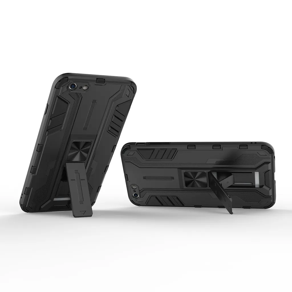 Custodia per iPhone 6 Plus / 6s Plus a doppio strato in PC e TPU con paraurti e supporto nero - 4