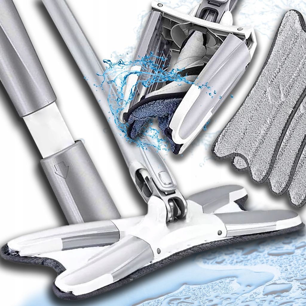 Kuketo | Flachmopp Mit Dreh- und Presssystem – XL Mikrofaser Einsatz – Bodenwischer Mit Eimer Für Gründliche Reinigung