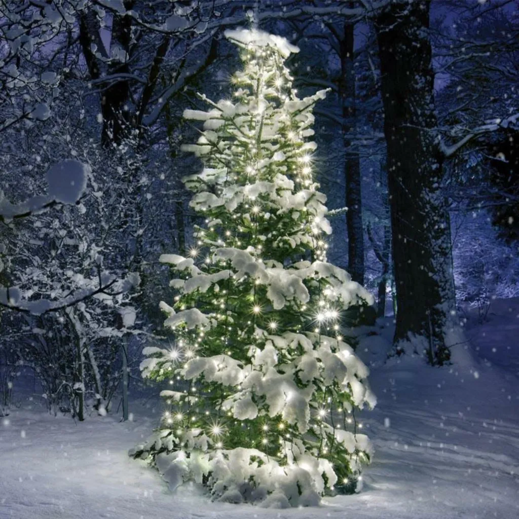 Guirlande Lumineuse Sapin de Noël 350 LED Blanc Chaud, 10 Brins de 3,5m