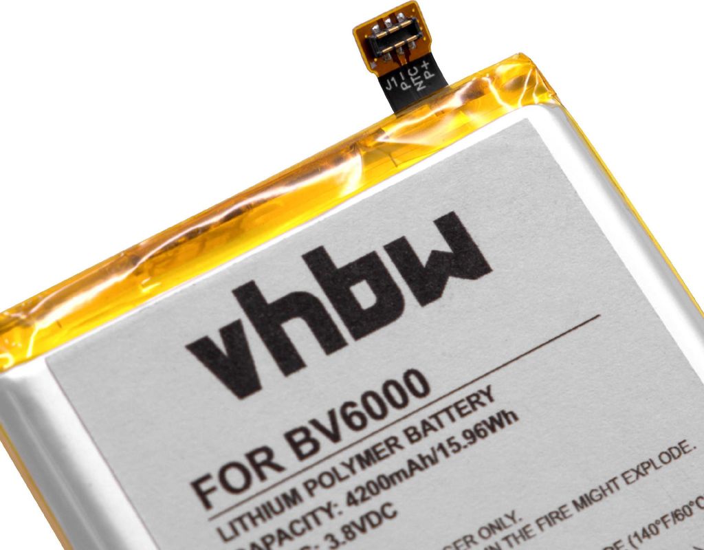 vhbw Akku kompatibel mit Blackview BV6000S, BV6000 Handy Smartphone Telefon (4200 mAh, 3,8 V, Li-Polymer)