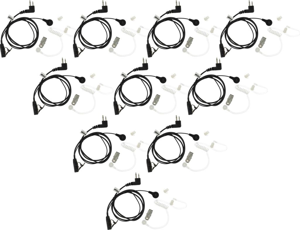 vhbw 10x Headset kompatibel mit Motorola Radius P110 Funkgerät - transparent, schwarz, Akustikschlauch