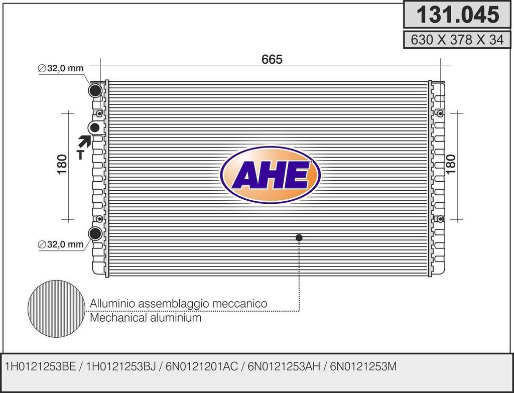 AHE 131.045 Kühler Wasserkühler Motorkühler für VW GOLF III (1H1) Lupo (6X1, 6E1) POLO (6N2) Polo Schrägheck (6N1) GOLF III Variant (1H5) Vent...