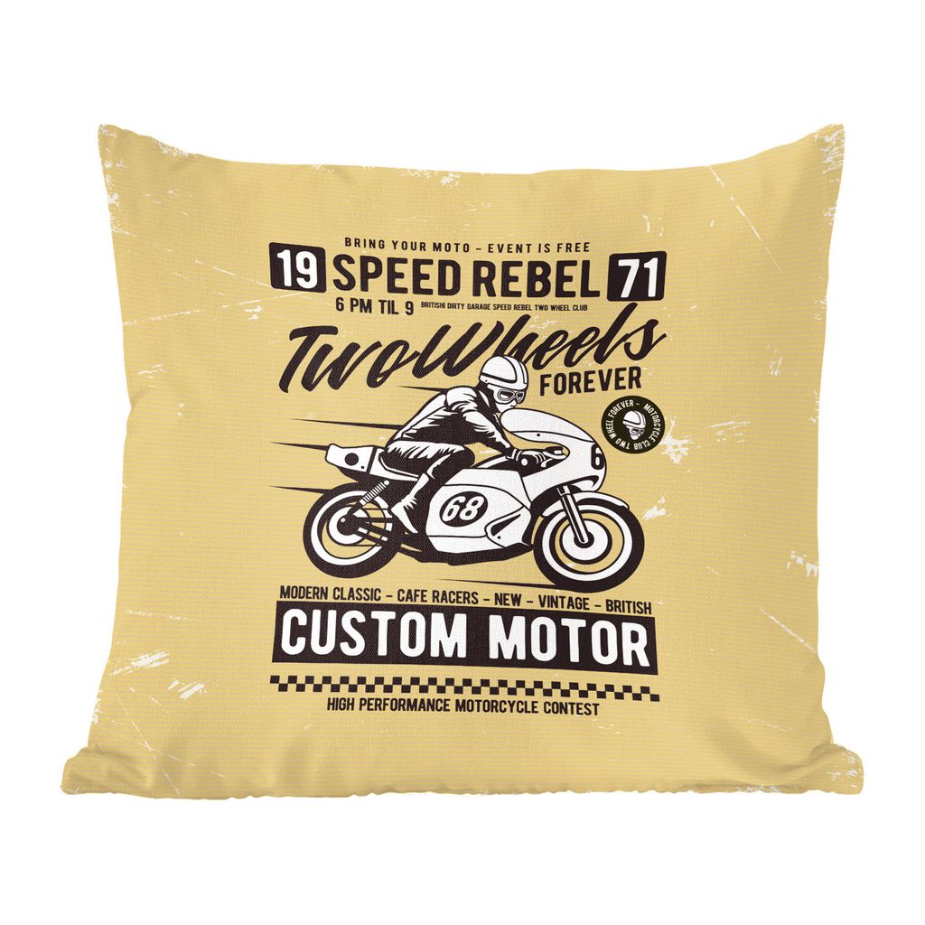 MuchoWow Zierkissen Sofakissen Wohnzimmer Dekokissen 45x45 cm Motorrad - Motorradhelm - Mann - Vintage - Schlafpolster - Polster für das Sofa