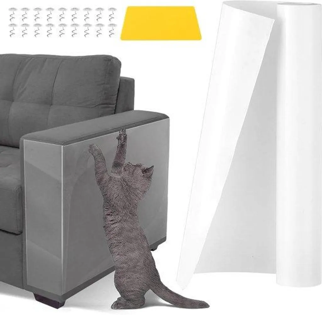Stop griffures chat canapé cuir et tissu film transparent adhésif 30cm x 3m