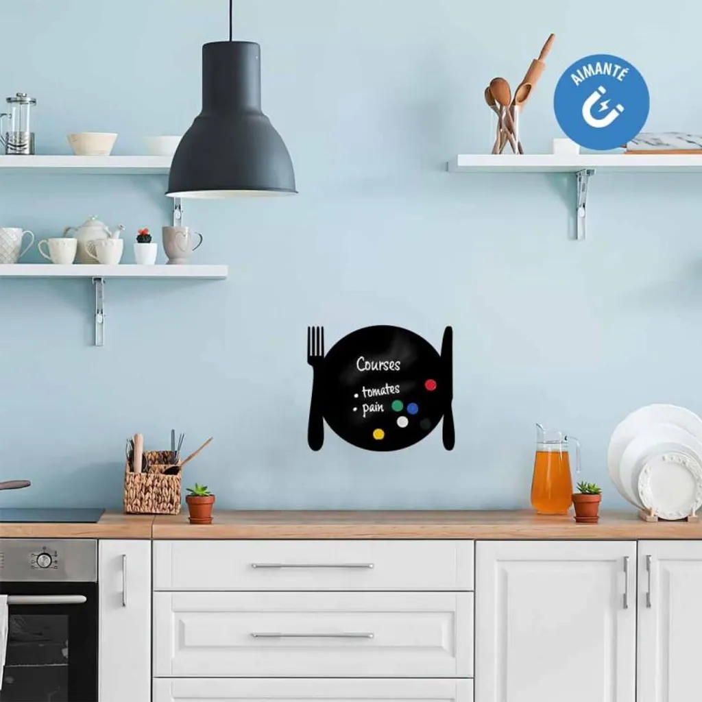 DIMEXACT Sticker Ardoise Assiette Adhésif 20cm pour Cuisine et Menus