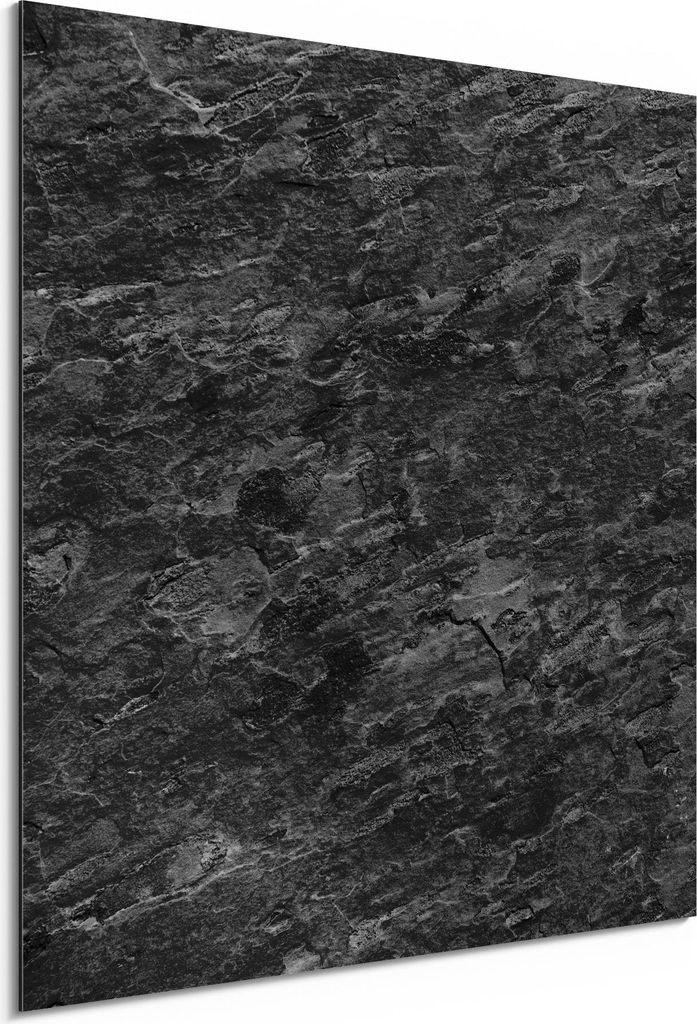 DEQORI Alu-Dibond Bild Weiß 30x30 cm 'Dunkle Steinstruktur' Wandbild Metall dünn Design