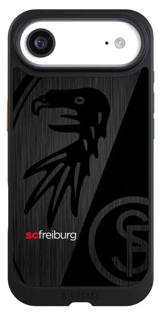 NIVOCASE Hülle für Apple iPhone Air Handyhülle NIVOcore Case Schwarz Metallic Look Offizielles Lizenzprodukt SC Freiburg