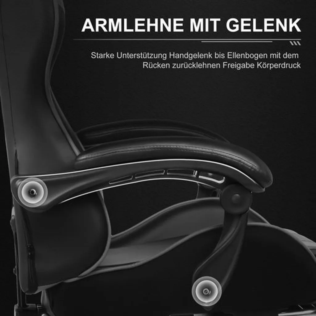 Chaise Gaming Confortable pour Longues Sessions avec Repose-pieds Gris - 6