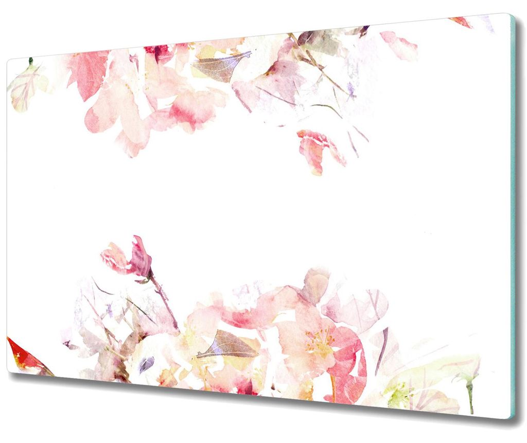 Glas Schneidebrett Herdabdeckplatten Schneideplatten - 80x52 cm - Frühlingsblumen