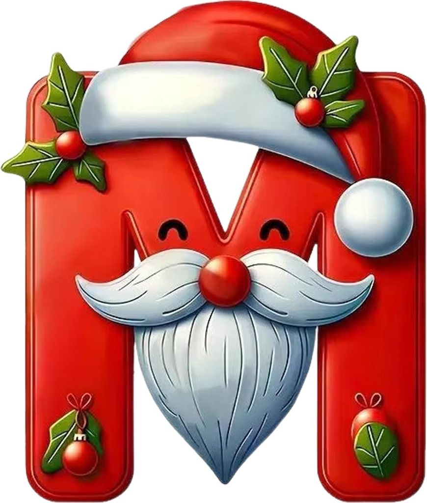 26 Buchstaben Weihnachtsschmuck Personalisierter Weihnachtsmann Monogramm Anfangsbuchstabe Weihnachtsbaumanhänger für Baum DIY Handwerk Heimdekor...