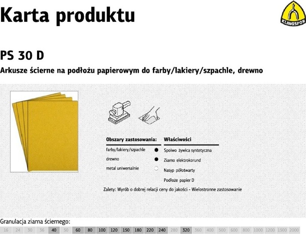 Klingspor Arkusze Ścierne Na Podłożu Papierowym 230Mm X Zdjęcie produktu 