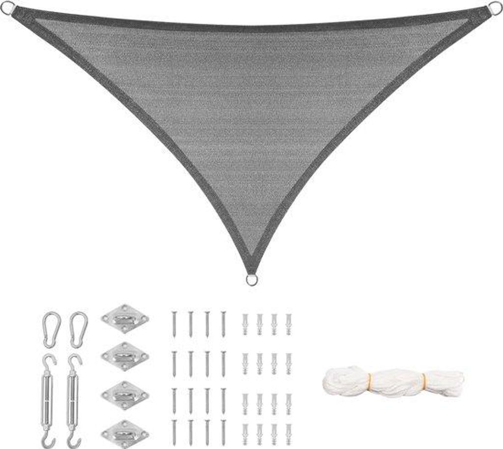 Schaduwdoek Driehoek - Zonneschirm - UV-Schutz-Netz - Donkergrijs HDPE - 3x3x4,25 m