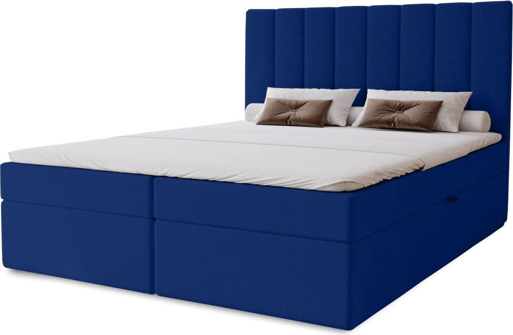 Hotel-Doppelbett 160x200 GRETNA - Dunkelblau + GRATIS Matratzenauflage