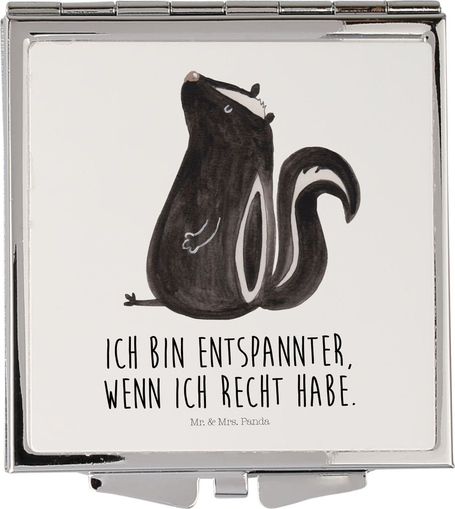 Mr. & Mrs. Panda Schminkspiegel Stinktier Sitzen - Weiß - Geschenk, Spruch, Taschenspiegel, Handspiegel, Stinki, Kleiner Spiegel, Raubtier, Büro,...