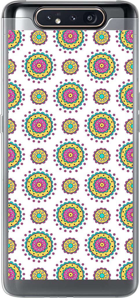 MuchoWow Handyhülle Schutzhülle Hülle für Telefoonhoesje Samsung Galaxy A80 Mädchen - Blumen - Mandala - Muster - Mädchen - Kinder - Kinder...