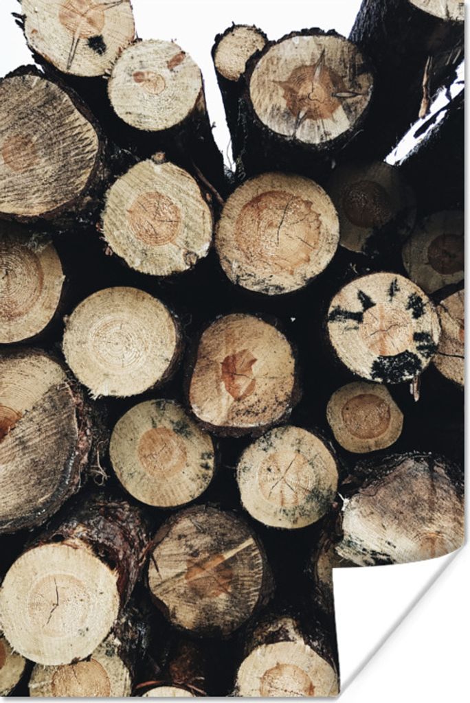 MuchoWow Poster Holz - Winter - Kamin - Kofferraum 20x30 cm - Papierdruck