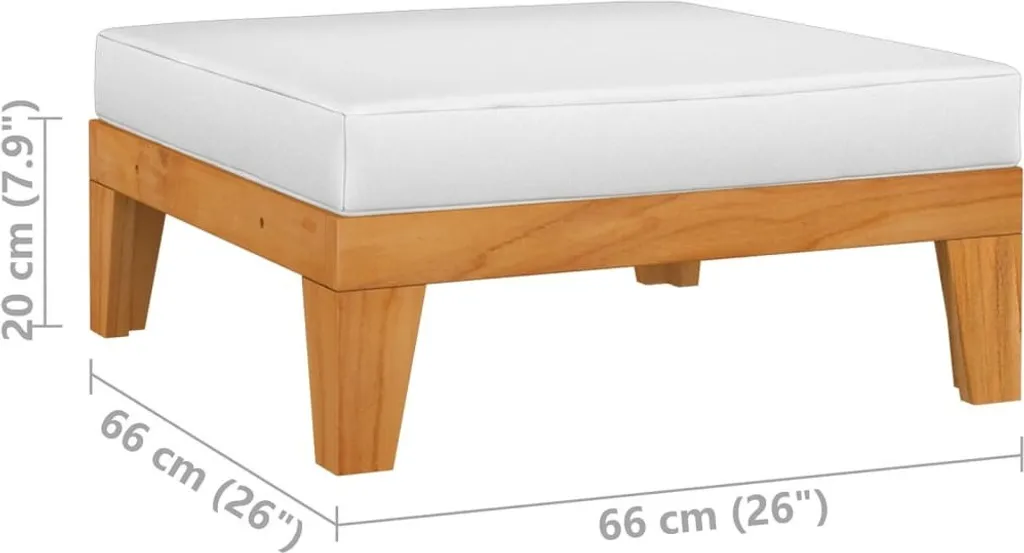 Poggiapiedi modulare con cuscini bianco-crema in legno massiccio di acacia - 7