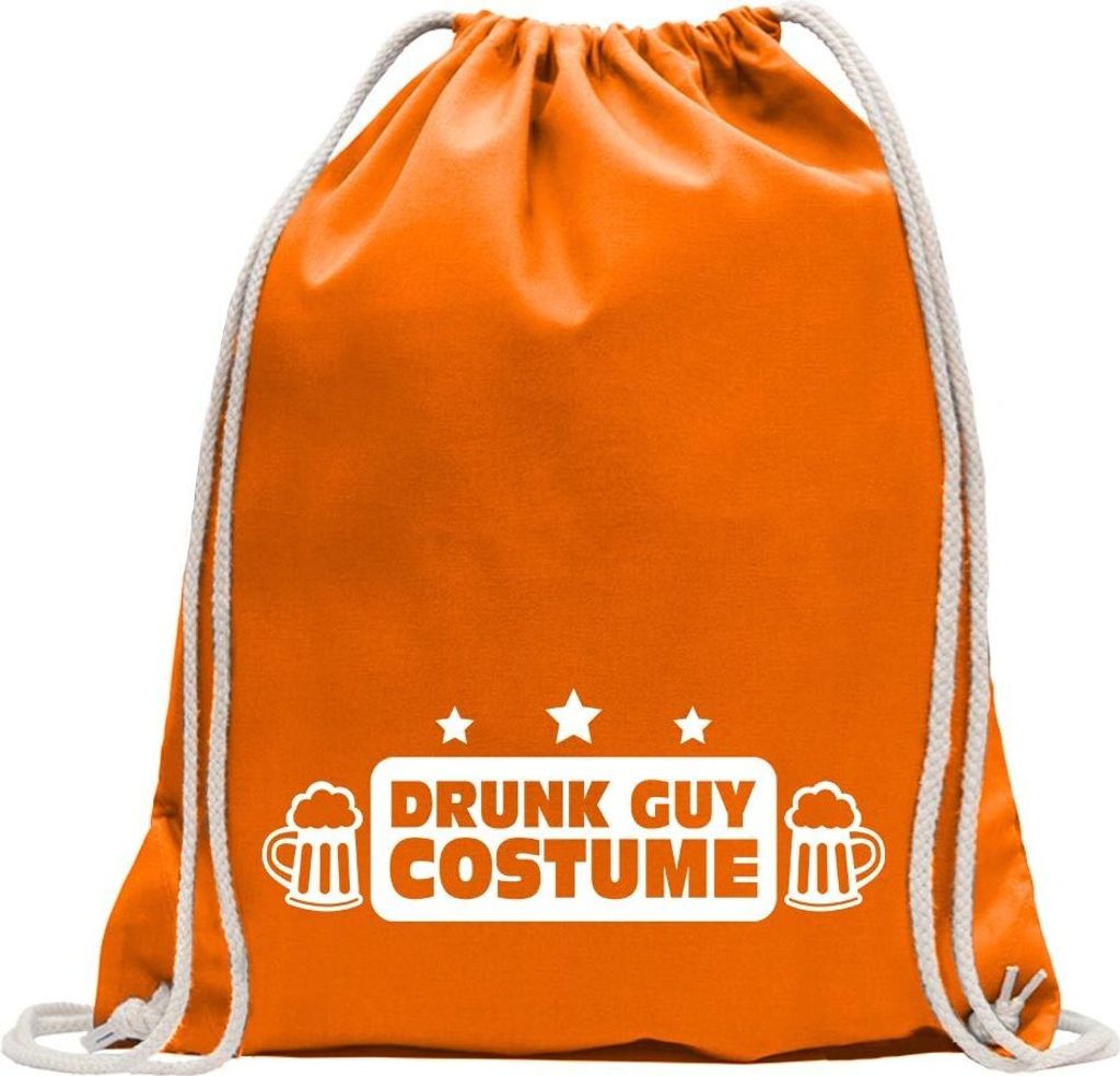 Kiwistar - Turnbeutel - mandarin - Drunk Guy Costume Bier - Fun Rucksack Sport Beutel Gymsack Baumwolle mit Ziehgurt