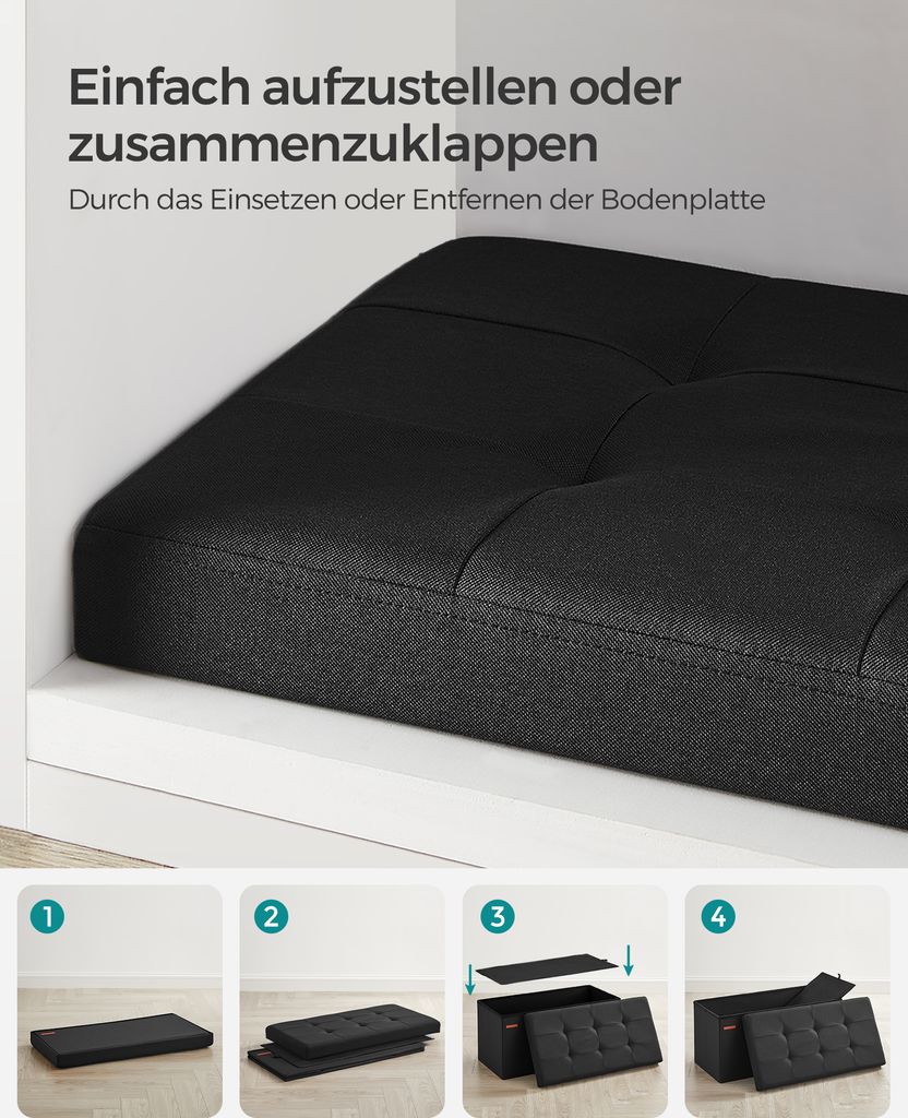 SONGMICS 76cm Sitzbank mit Stauraum, klappbare Sitztruhe, Produktbild 7